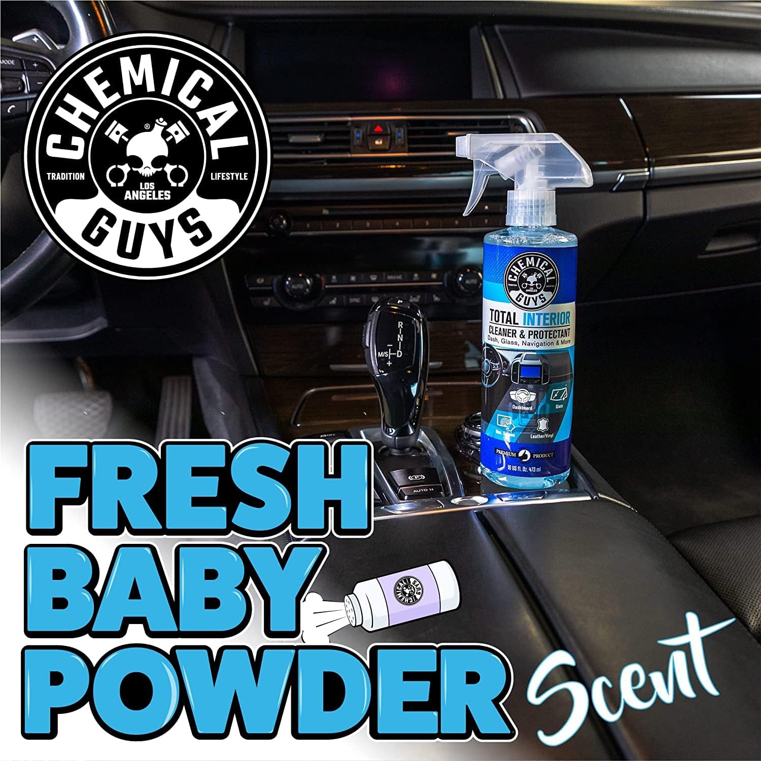 Chemical Guys Limpiador Interior Total y Limpiador Interior Protector, Limpia y Protege el Cuero, Vinilo, Plástico, Goma, Cristal con un acabado sin marcas — Coches, camiones, SUVs, autocaravanas