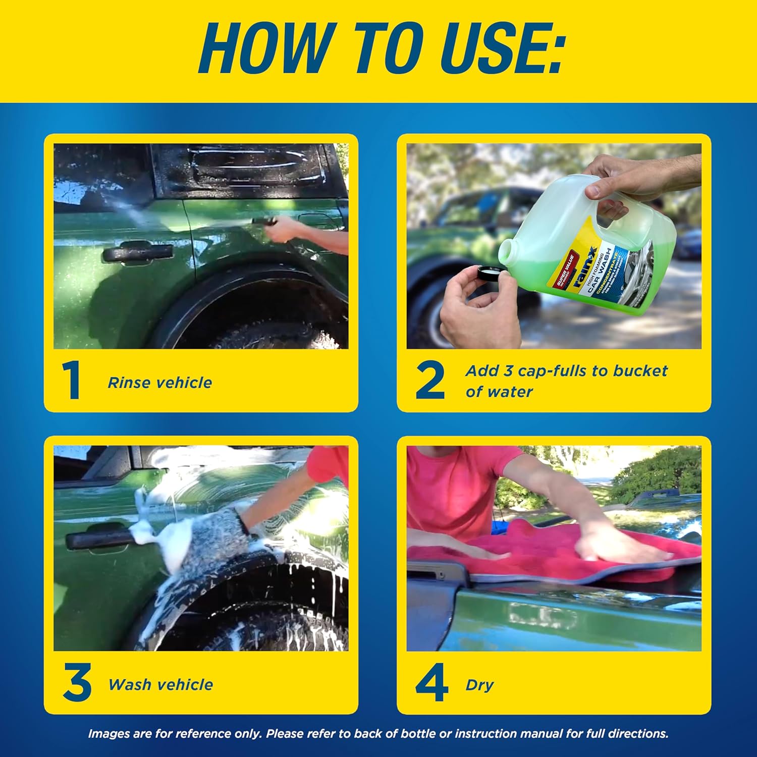 Lavado-coches Rain-X 620191 Foaming - 100 fl oz. Fórmula concentrada y alta espuma para una mayor acción limpia, levantando con seguridad suciedad, mugre y residuos