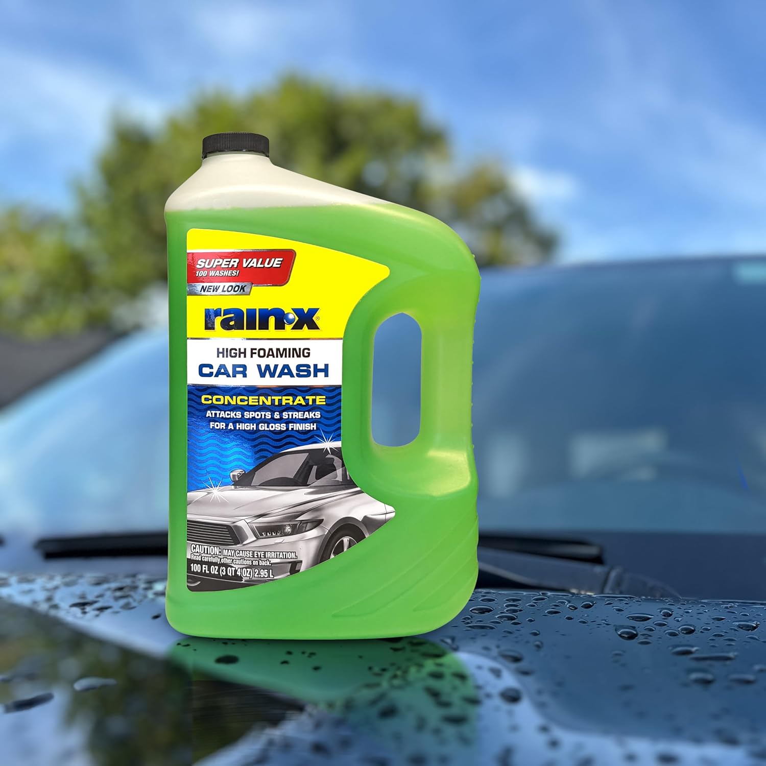Lavado-coches Rain-X 620191 Foaming - 100 fl oz. Fórmula concentrada y alta espuma para una mayor acción limpia, levantando con seguridad suciedad, mugre y residuos